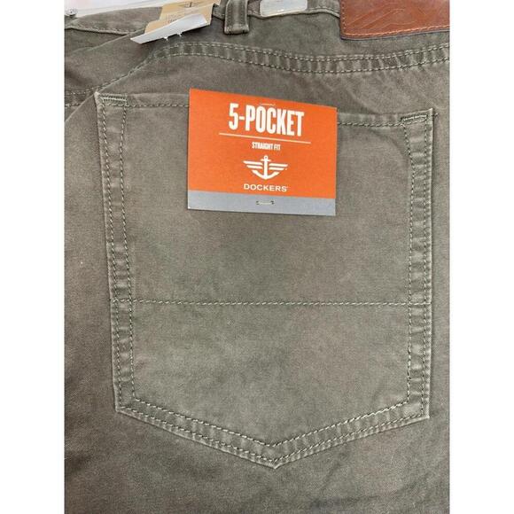 Dockers Pants 42 X 32 Olive Green 5 Pocket Straight Fit NWT 100% Cotton - Picture 5 of 13